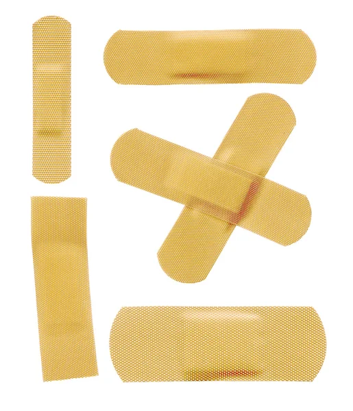 Conjunto Várias Ligaduras Adesivas Isoladas Branco — Fotografia de Stock