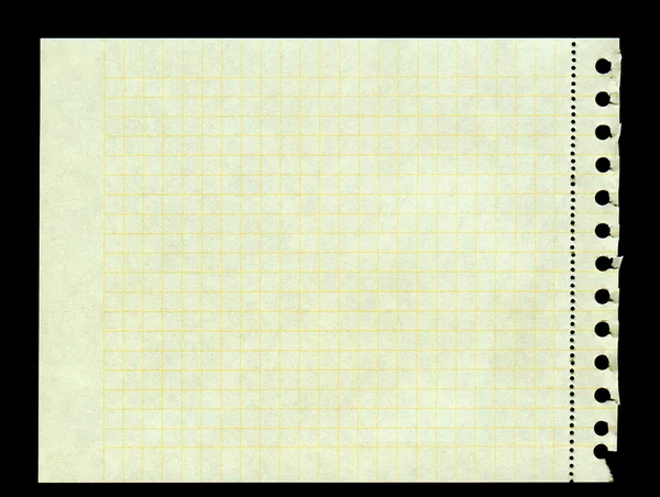 Yellow squared paper torn out of a ring binder