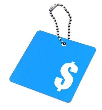 Doları sembolü olan mavi etiket