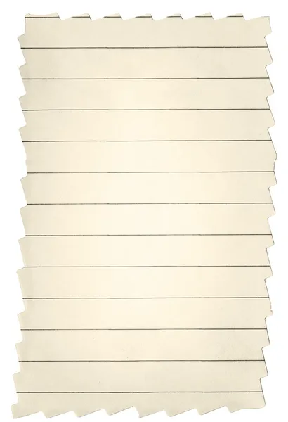 Κίτρινο χαρτί με γραμμές με τα ξεφτισμένα άκρα — Φωτογραφία Αρχείου