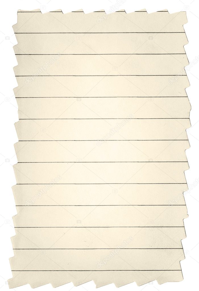 Yellow lined paper with frayed edges