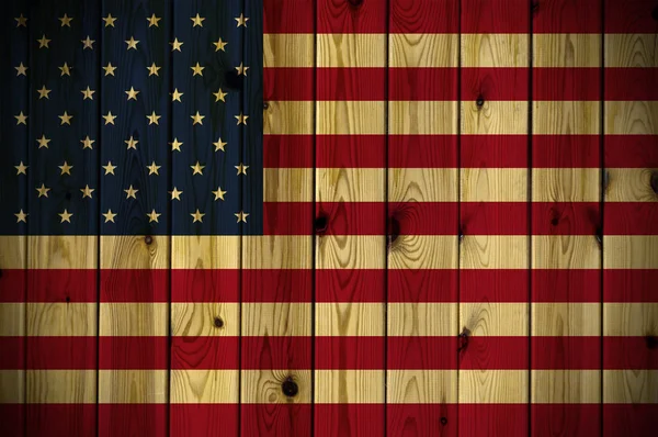 Dřevěná usa vlajka — Stock fotografie