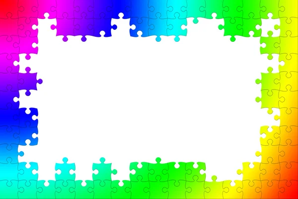 Pestrobarevné puzzle rám — Stock fotografie