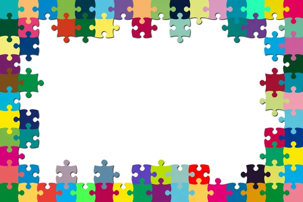 Multicolored puzzle frame — Stockfoto