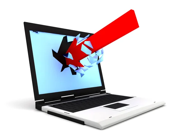 Arrow enter by a laptop — Stock Photo, Image