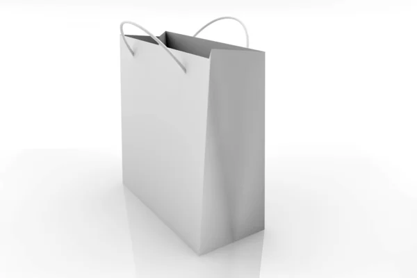 White Shopping Bag Isolated White — Stock Photo, Image