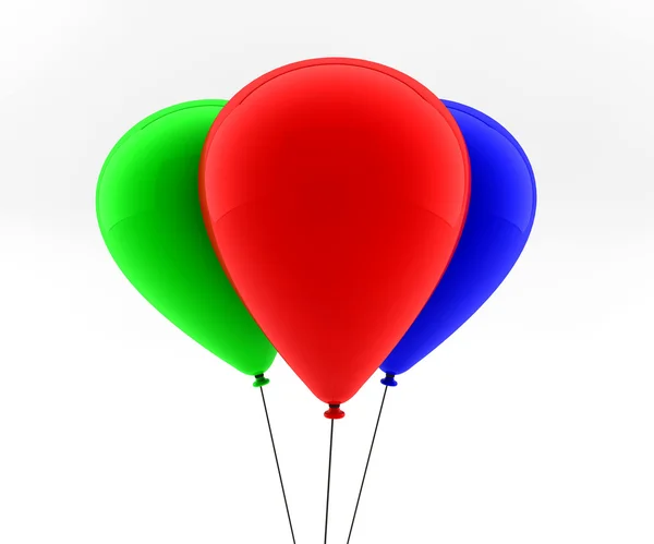 三个彩色的气球在空中飞 — 图库照片