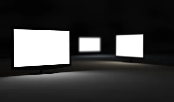 Tres monitores de TV — Foto de Stock