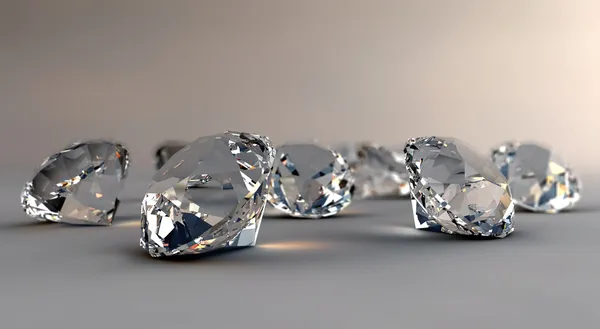 Viele Diamanten Isoliert Auf Einer Klaren Ebene — Stockfoto