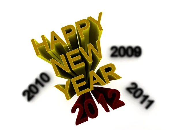 2012 Červený Text Žlutým Šťastný Nový Rok — Stock fotografie