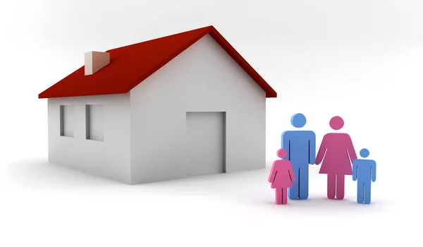 Family with a house — Stock Photo, Image
