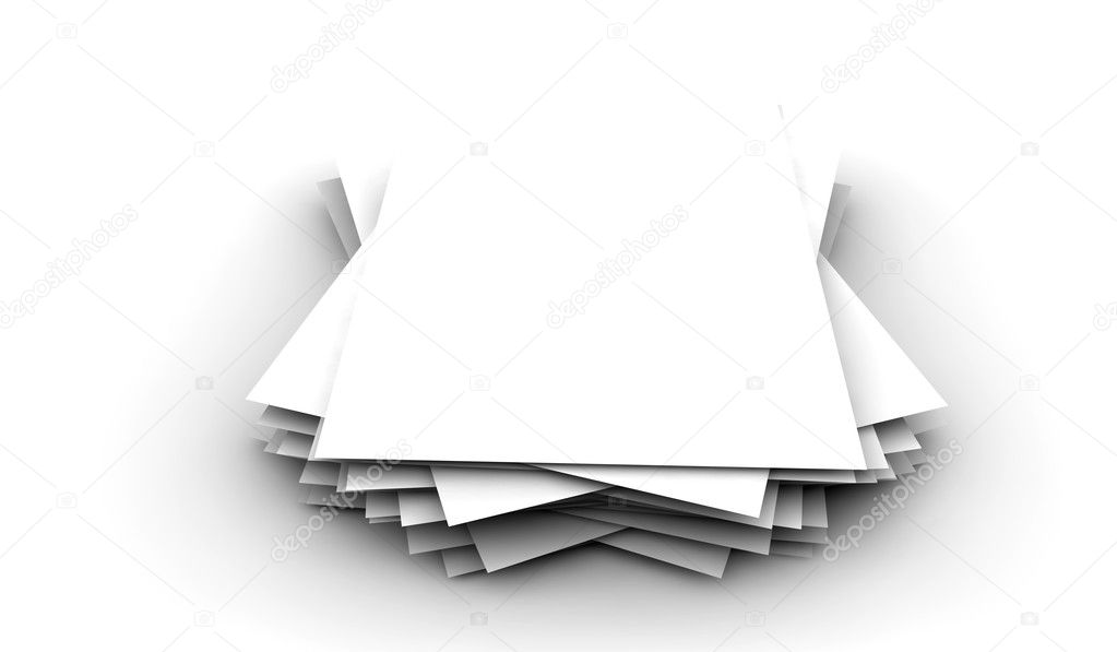 MAny white papers one over others on a white background