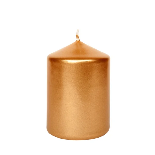 Золотая свеча на белом фоне — стоковое фото