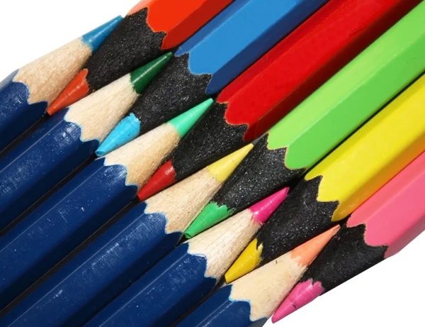 Кольорові олівці на білому тлі — стокове фото