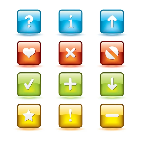 Iconos de navegación botón cuadrado — Vector de stock