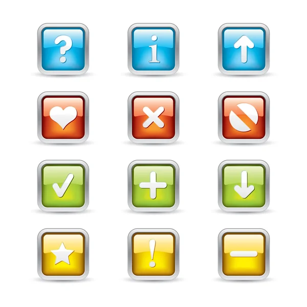 Icônes de bouton carré de navigation — Image vectorielle