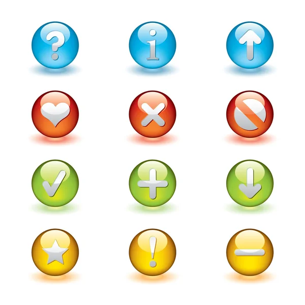 Circle Button Set in Diferent Colors — Stock Vector