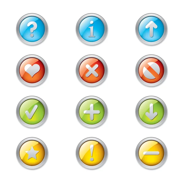 Conjunto de botones de círculo en diferentes colores — Vector de stock