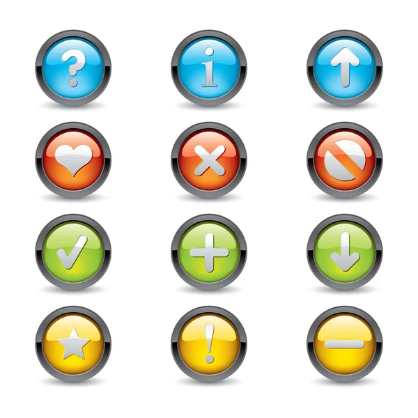Cirkel knop ingesteld in verschillende kleuren — Stockvector