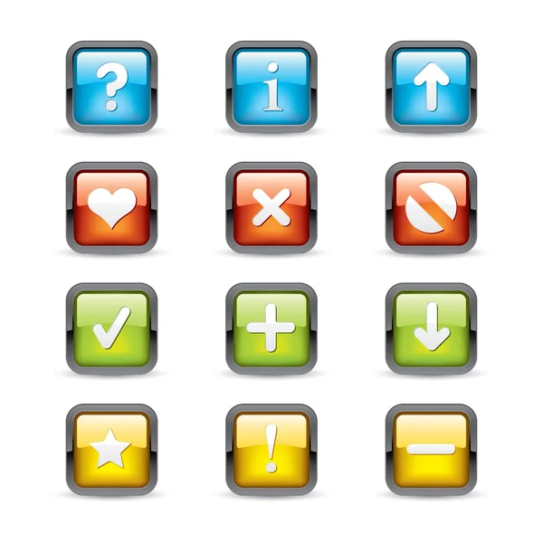 Iconos de navegación botón cuadrado — Vector de stock