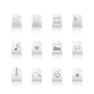 Icon Set - Document Files in Gray clipart