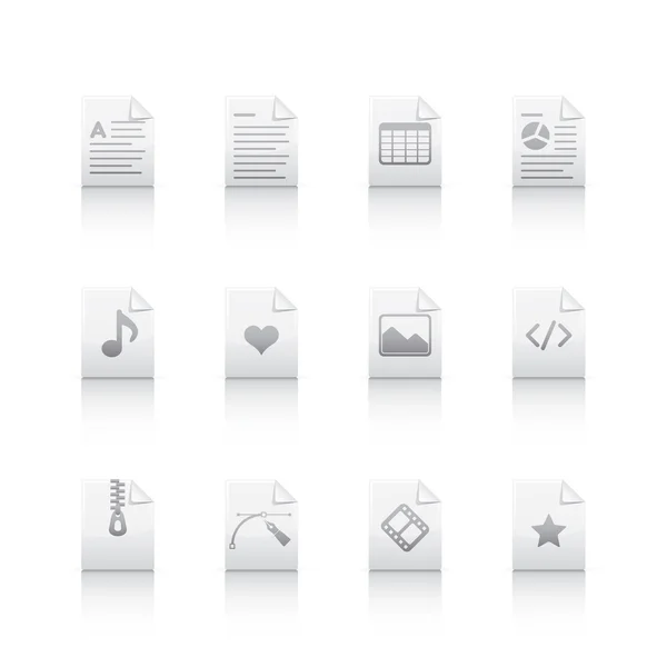 Set icone - File di documenti in grigio — Foto Stock