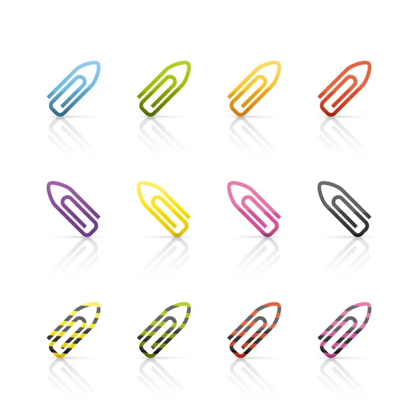 Icon Set - Colored Paper Clips — Stock Photo, Image