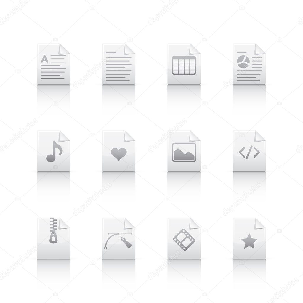 Icon Set - Document Files in Gray