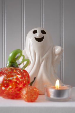 Shelf of Halloween Decorations clipart