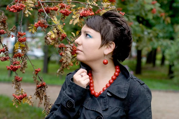 Hezká dívka v podzimním parku — Stock fotografie