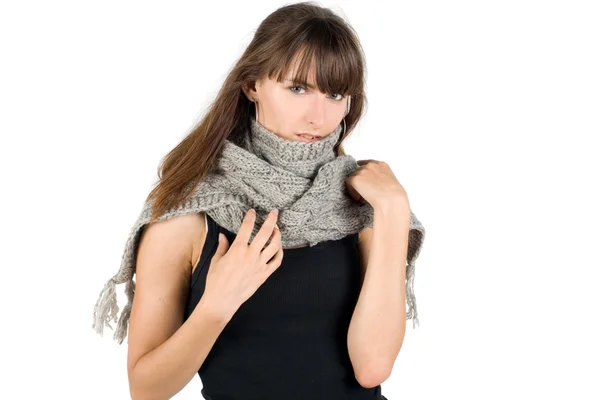 Girl in warm scarf — Stock Photo, Image