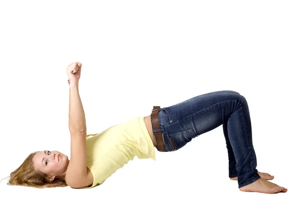 Sportive girl doing exercises — Stock Photo, Image