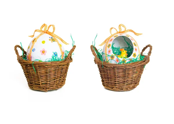Handmade Easter Basket Isolated White Background 免版税图库照片