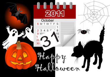 Halloween and icon calendar. vector. clipart