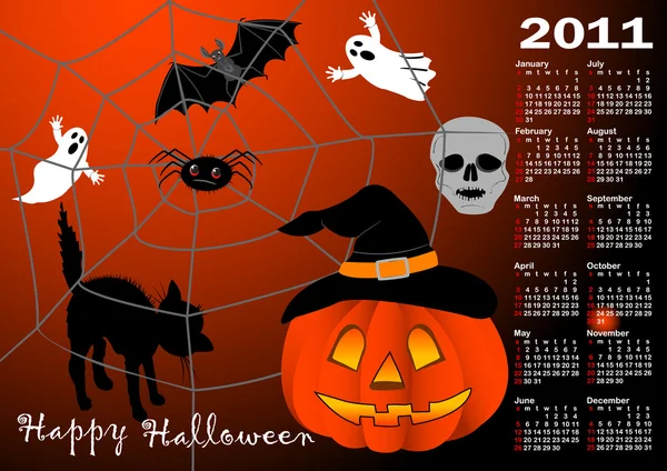 Halloween fond calendrier vecteur . — Image vectorielle