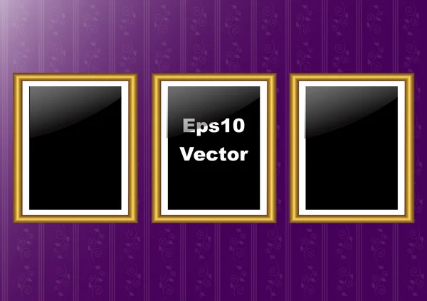 Gold three frames. vector 10eps. — Stock Vector
