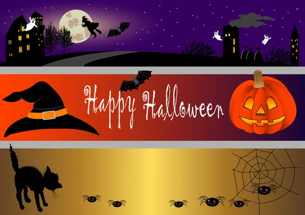 Banners de Halloween. Ilustración vectorial . — Archivo Imágenes Vectoriales