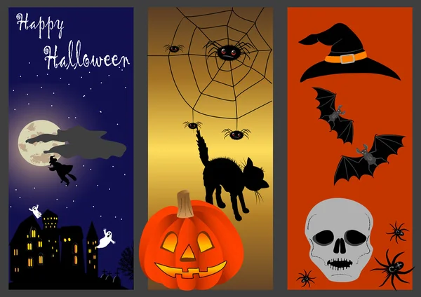 Banners de Halloween. Ilustração vetorial . — Vetor de Stock