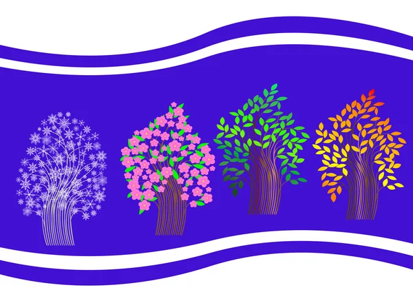 4 つの季節の木。ベクトル. — ストックベクタ