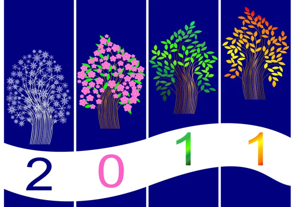 Čtyři sezóny strom. vektor. — Stockový vektor