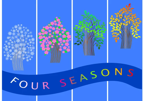 Fyra säsonger banners. träd. vektor. — Stock vektor