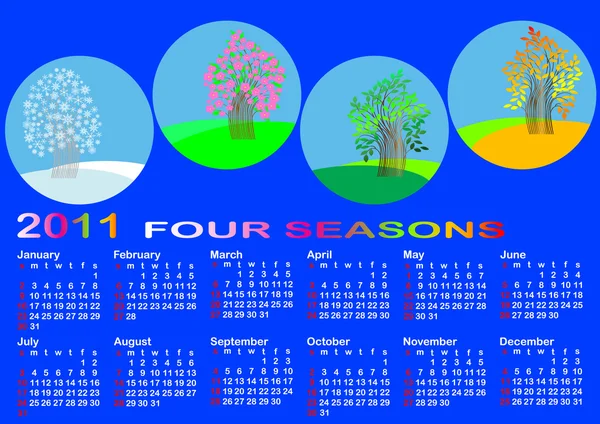 Календарь на 2011. американский стиль. вектор . — стоковый вектор