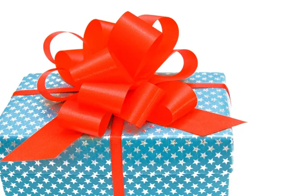 Gift with red bow. — Stock Photo, Image