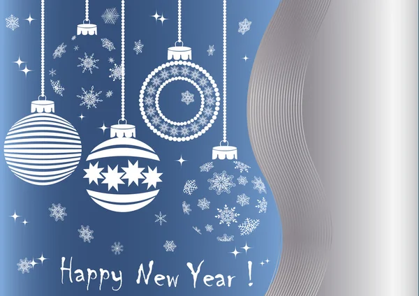 新的一年背景与球和雪花 矢量插画 — 图库矢量图片