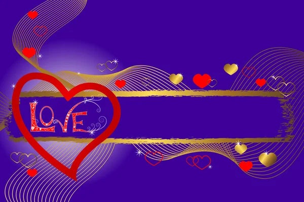 Πανό Λέξη Αγάπη Και Καρδιές Διάνυσμα — Διανυσματικό Αρχείο