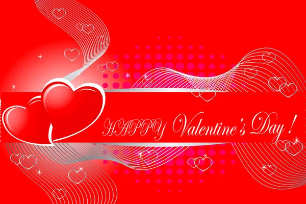 Roter Valentinstag Hintergrund Mit Banner Und Herzen — Stockvektor