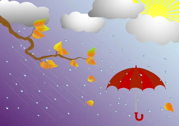 Jesień Krajobraz Parasol Ilustracja Wektorowa — Wektor stockowy