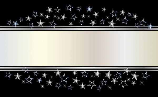 Silbernes Banner Mit Sternen Vektorillustration — Stockvektor