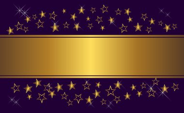 Gold holiday banner with stars and lights. vector. clipart