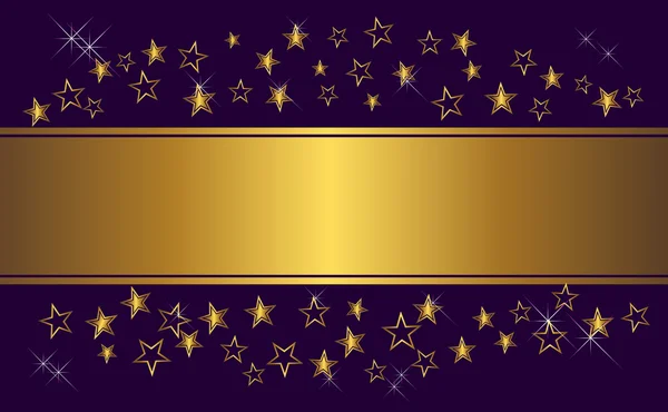 Banner Vacaciones Dorado Con Estrellas Luces Vector — Vector de stock